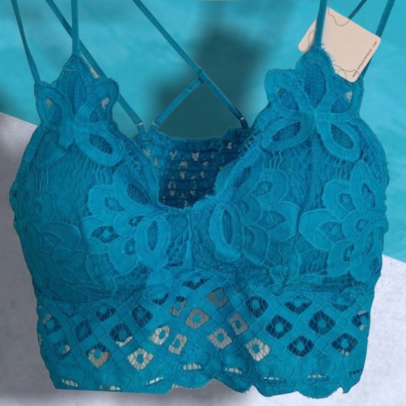 Turquoise Adjustable Double Strap Lace Bralette - Picture 3 of 7